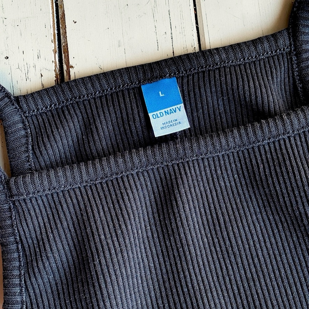 Old Navy Ribbed Black Midi Dress Size Large Sleeveless Bodycon Casual Minimalist - Picture 3 of 10